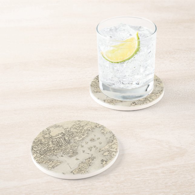 Vintage Map of Gloucester Massachusetts (1873) Coaster (Side)