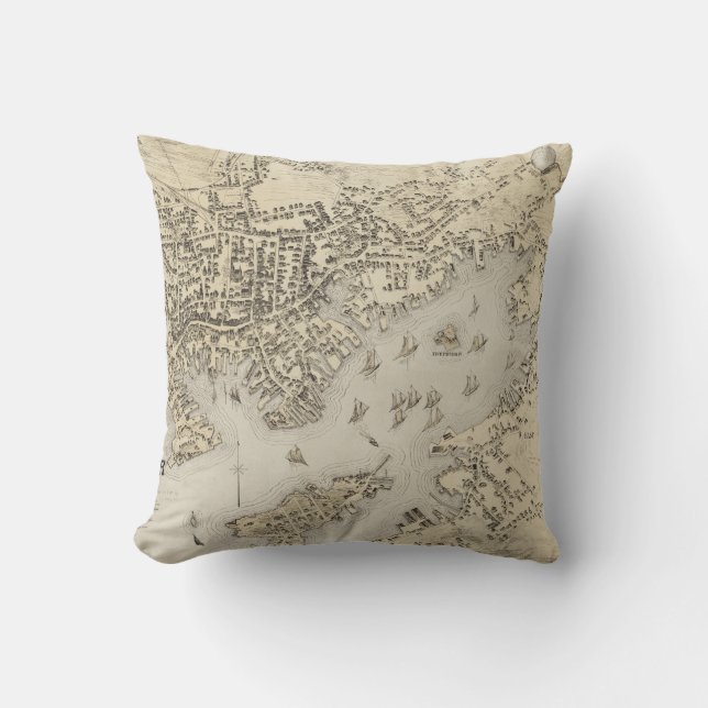 Vintage Map of Gloucester Massachusetts (1873) Cushion (Front)