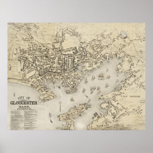 Vintage Map of Gloucester Massachusetts (1873) Poster