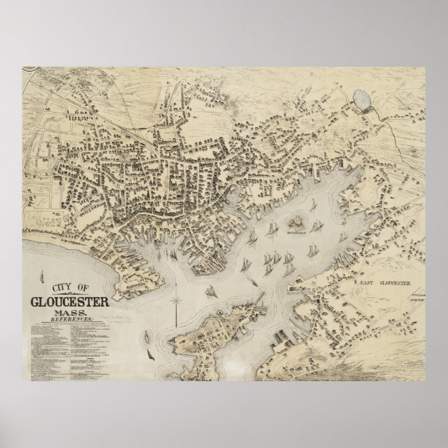 Vintage Map of Gloucester Massachusetts (1873) Poster (Front)