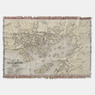 Vintage Map of Gloucester Massachusetts (1873) Throw Blanket