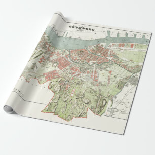 Vintage Map of Gothenburg, Sweden Wrapping Paper