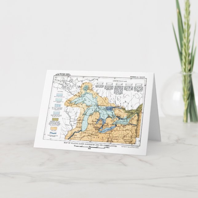 Vintage Map of Great Lakes Postcard (Front)