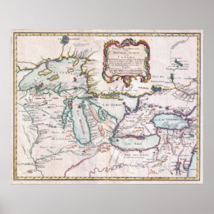 Vintage Map of Great Lakes Poster