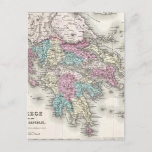 Vintage Map of Greece (1855) Postcard