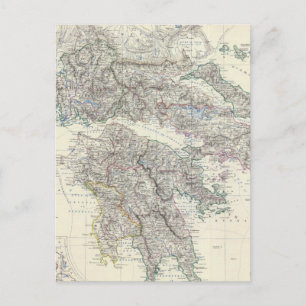 Vintage Map of Greece (1861) Postcard