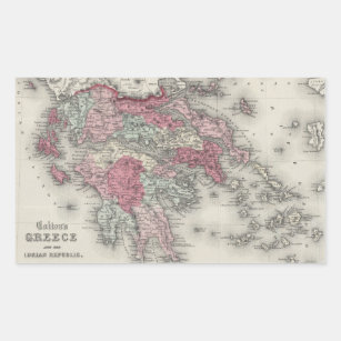 Vintage Map of Greece (1865) Rectangular Sticker