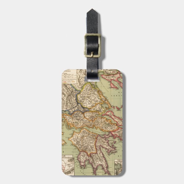 Vintage Map of Greece (1903) Luggage Tag (Front Vertical)