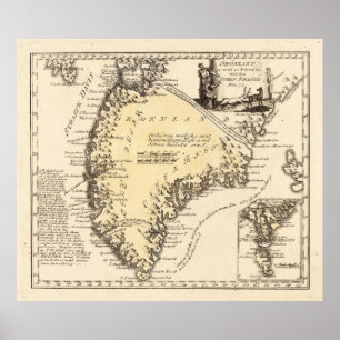 Vintage Map of Greenland (1791) Poster