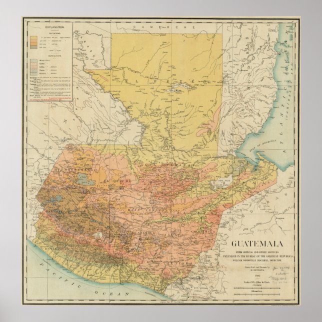 Vintage Map of Guatemala (1902) Poster (Front)