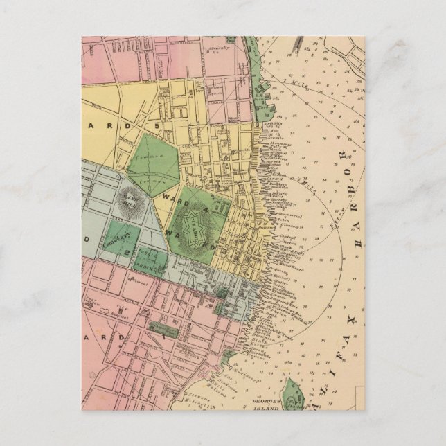 Vintage Map of Halifax Nova Scotia (1878) Postcard (Front)