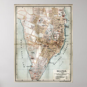 Vintage Map of Halifax Nova Scotia (1890) Poster