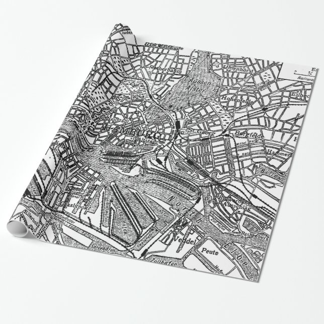 Vintage Map of Hamburg Germany (1911) Wrapping Paper (Unrolled)