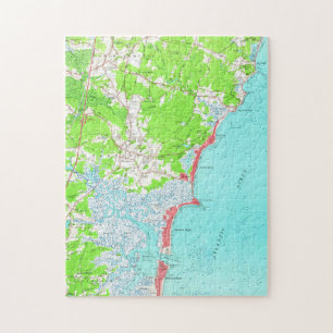 Vintage Map of Hampton Beach New Hampshire (1957) Jigsaw Puzzle