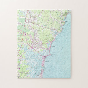 Vintage Map of Hampton Beach NH (1957) Jigsaw Puzzle