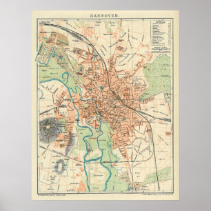 Vintage Map of Hanover Germany (1895) Poster