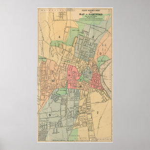 Vintage Map of Hartford Connecticut (1903) Poster