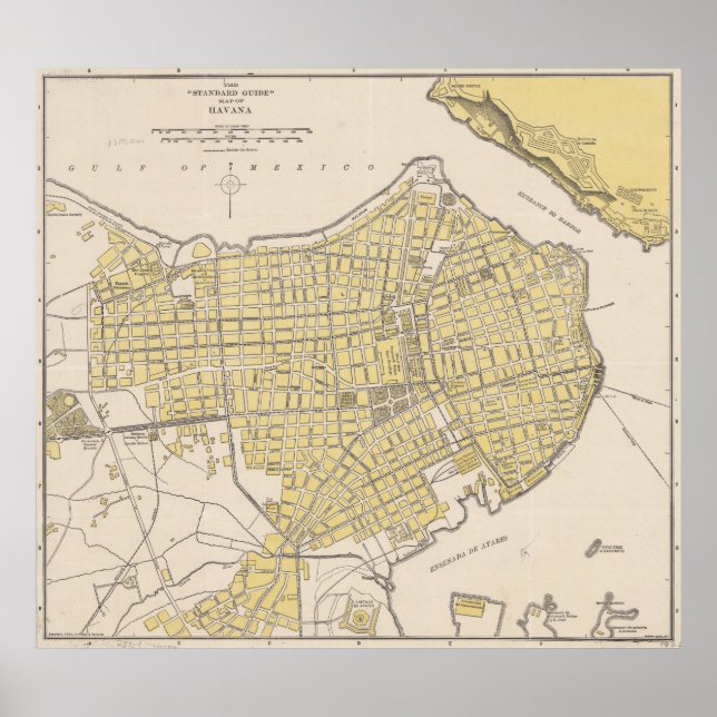 Vintage Map of Havana Cuba (1905) Poster (Front)