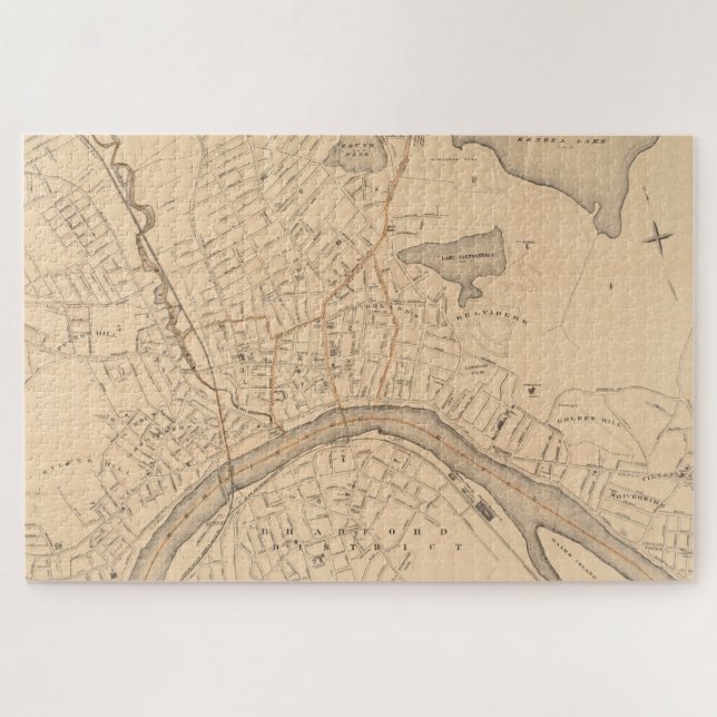 Vintage Map of Haverhill MA (1909) Jigsaw Puzzle (Horizontal)