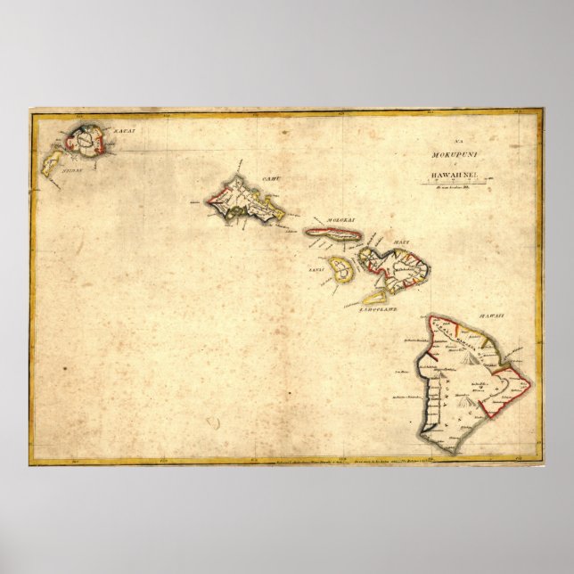 Vintage Map of Hawaii (1837) Poster (Front)