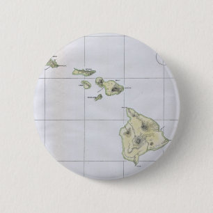 Vintage Map of Hawaii (1883) 6 Cm Round Badge