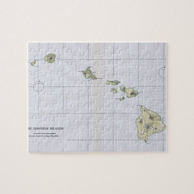 Vintage Map of Hawaii (1883) Jigsaw Puzzle (Horizontal)