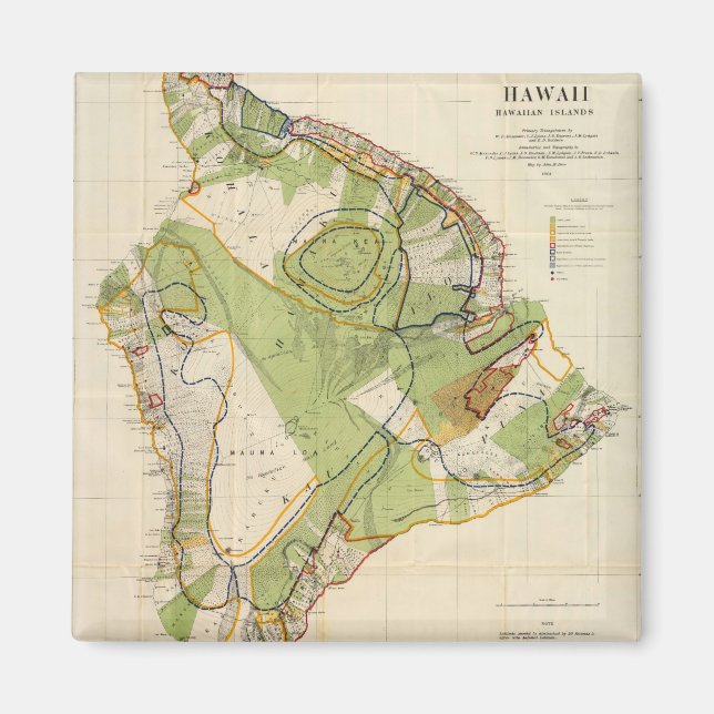 Vintage Map of Hawaii Island (1906) Magnet (Front)