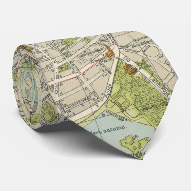 Vintage Map of Helsinki Finland (1920) Tie (Rolled)