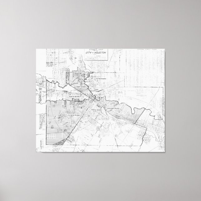 Vintage Map of Houston (1920) Canvas Print (Front)