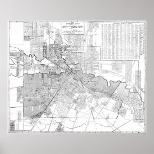 Vintage Map of Houston (1920) Poster