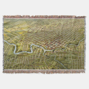 Vintage Map of Houston Texas (1891) Throw Blanket