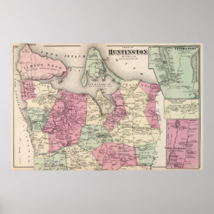 Vintage Map of Huntington NY (1873) Poster
