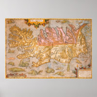 Vintage Map of Iceland (1590)