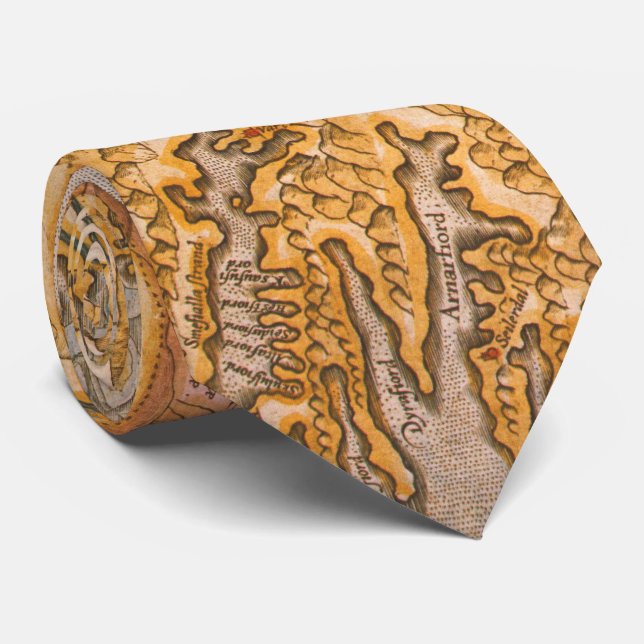 Vintage Map of Iceland (1590) Tie (Rolled)