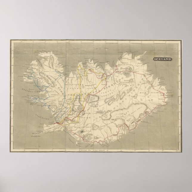 Vintage Map of Iceland (1819) Poster (Front)