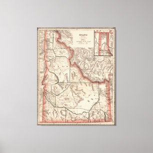 Vintage Map of Idaho (1883) Canvas Print