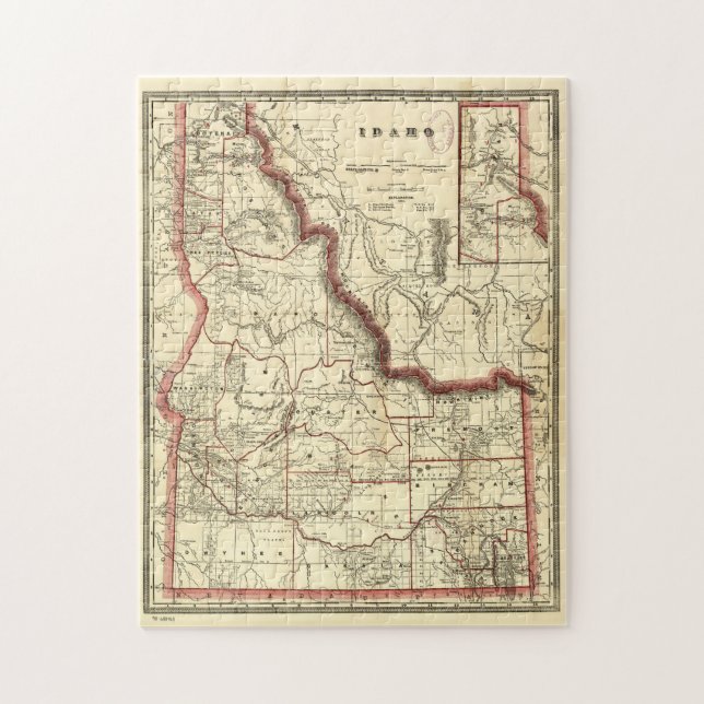 Vintage Map of Idaho (1896) Jigsaw Puzzle (Vertical)