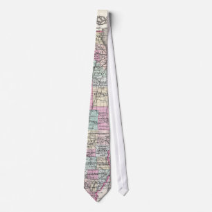 Vintage Map of Illinois (1855) Tie