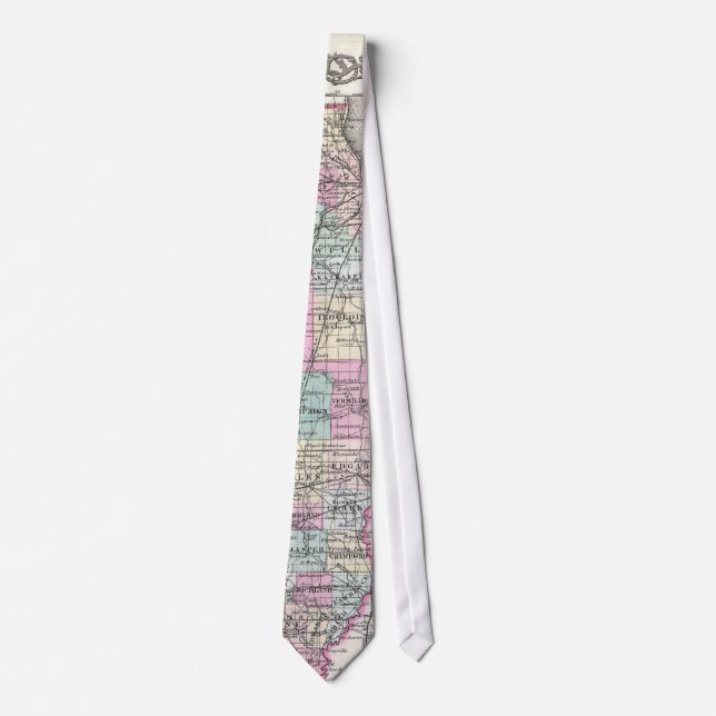 Vintage Map of Illinois (1855) Tie (Front)