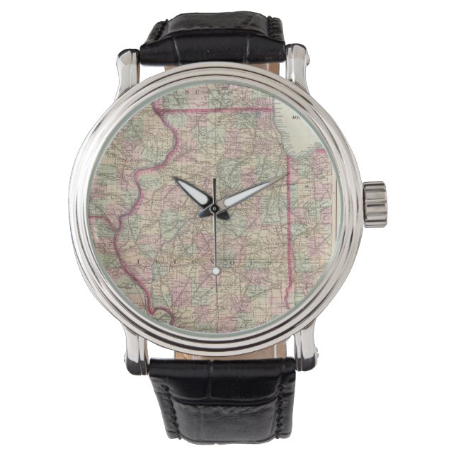 Vintage Map of Illinois (1874) Watch (Front)