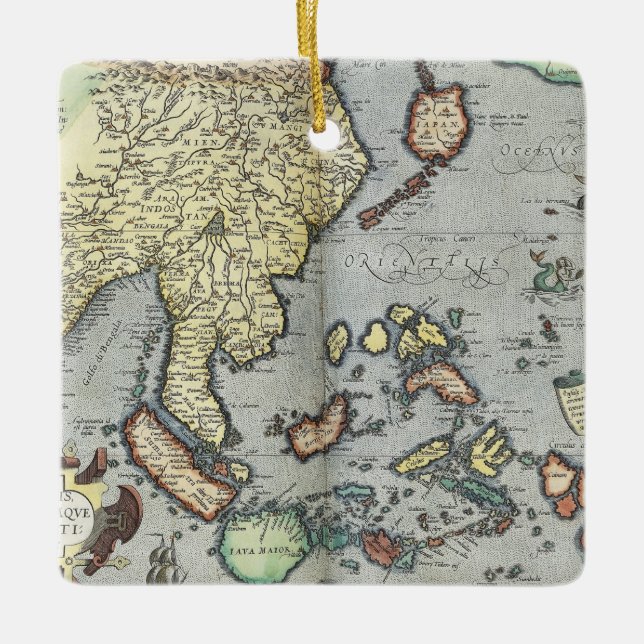 Vintage Map of India | 1592 Ceramic Ornament (Front)