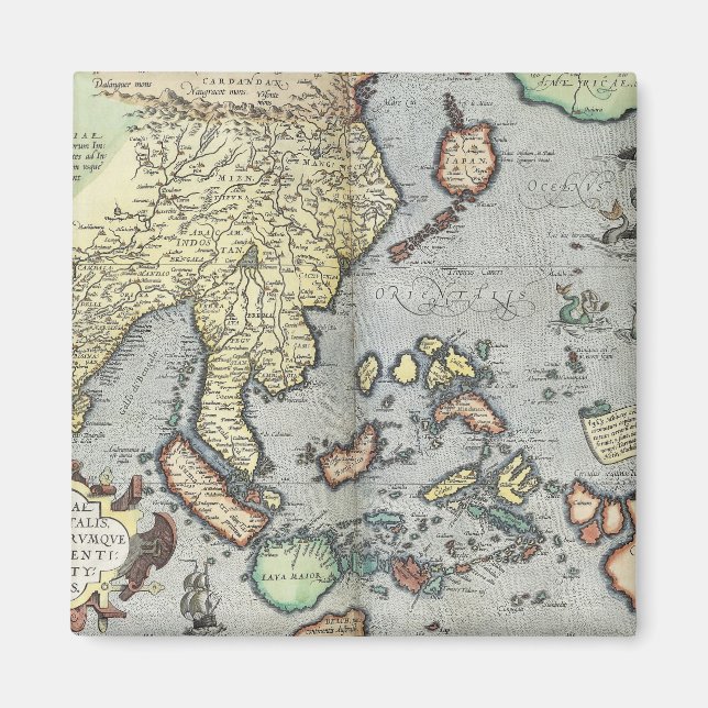 Vintage Map of India | 1592 Magnet (Front)