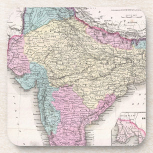 Vintage Map of India (1855) Coaster