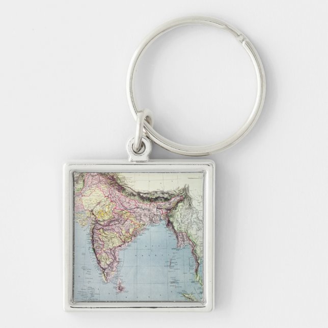 Vintage Map of India | 1877 Key Ring (Front)
