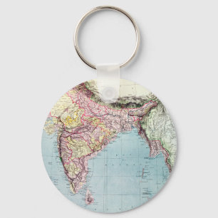 Vintage Map of India   1877 Key Ring