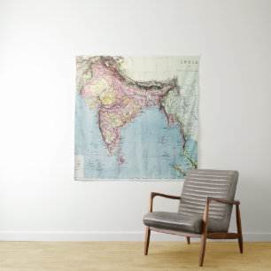 Vintage Map of India   1877 Tapestry