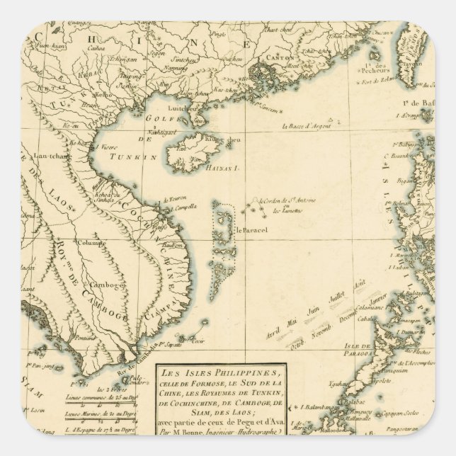 Vintage Map of India |  Indian Ocean Square Sticker (Front)