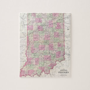 Vintage Map of Indiana (1864) Jigsaw Puzzle