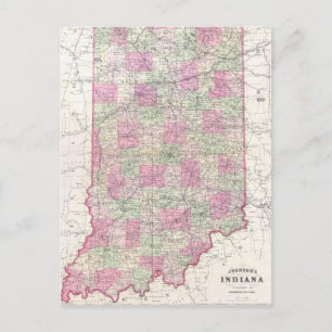 Vintage Map of Indiana (1864) Postcard