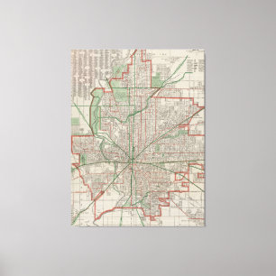 Vintage Map of Indianapolis Indiana (1921) Canvas Print